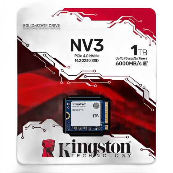 Ssd M.2 2230 Kingston Nv3 Mini 1TB Nvme Pcie 4.0 SNV3SM3/1T0 Read Speed Up To 6000mb/s And Write Up To 4000mb/s