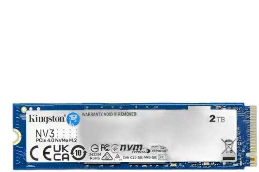SSD M.2 NVMe 2280 Kingston 2TB NV3 SNV3S/2000G PCIe Gen 4.0 M.2 2280 Form Factor Read Speed Up to 6000 MB/s and Write Up to 5000 MB/s Blue