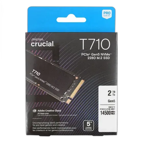 SSD M.2 NVMe Gen5 2TB Crucial T710 14,500MB/s PCIe 5.0
