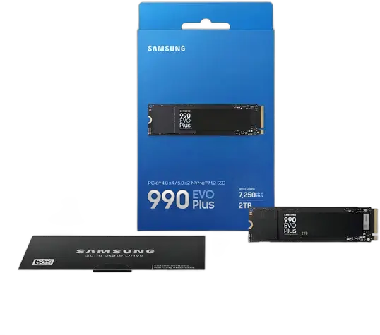 Samsung 990 EVO Plus SSD 2TB NVMe M.2 - PCIe 4.0/5.0 - Read 7,250MB/s - Model MZ-V9S2T0B/AM