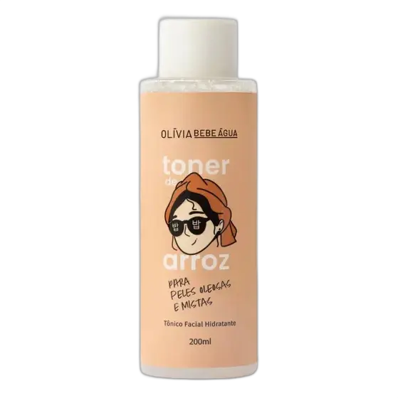 Tônico Facial Hidratante Olívia Bebe Água Toner de Arroz 200ml Pele Oleosa e Mista