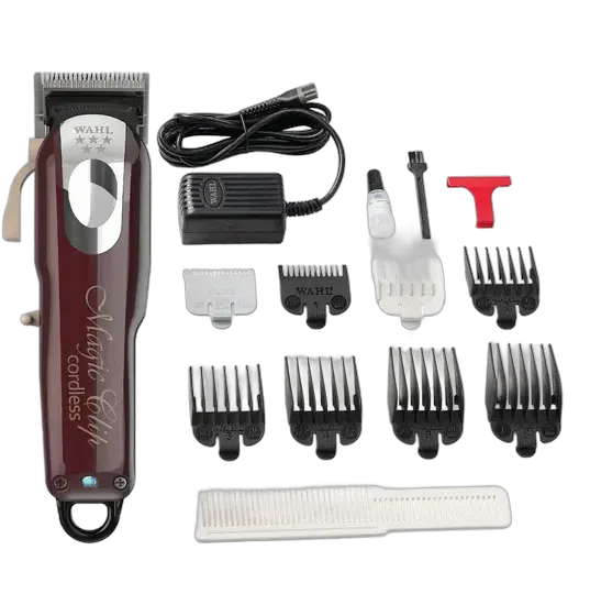 Wahl Magic Clip Professional Cordless Hair Clipper 110 and 220 Dual Voltage 5700 RPM Motor Red
