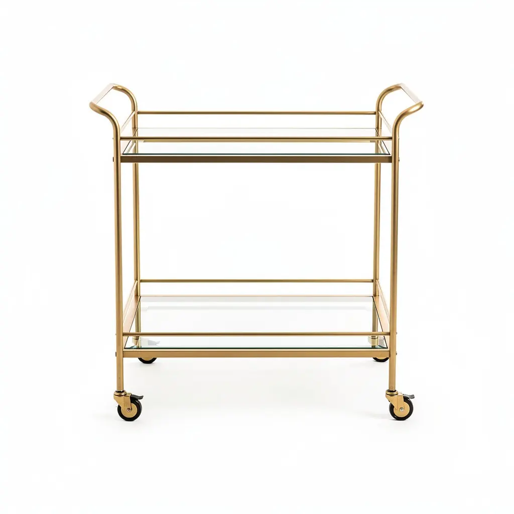Bar Cart Gold Rolling Route-Ready