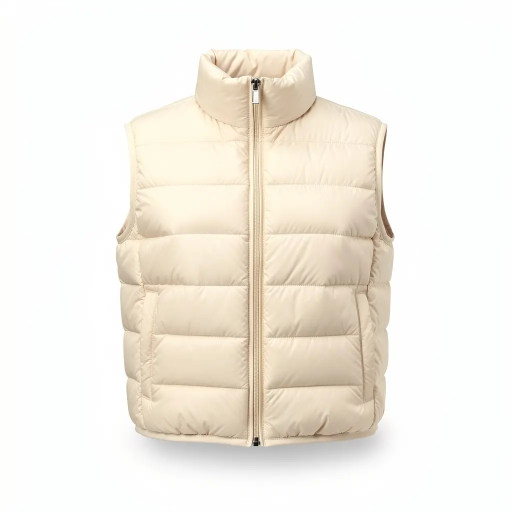 Cropped Puffer Vest Cream Cart Theater Cut