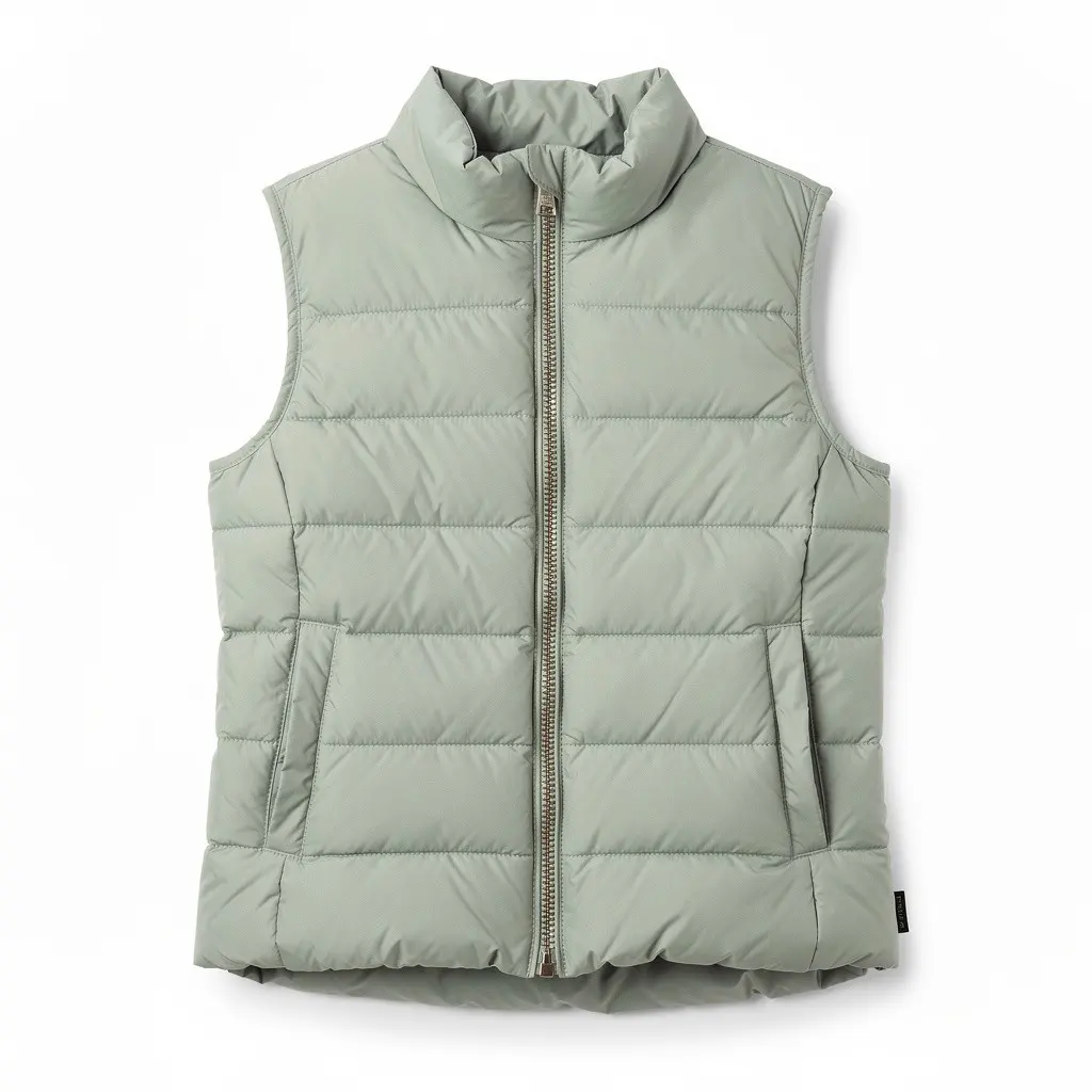 Cropped Puffer Vest Sage Route-Ready