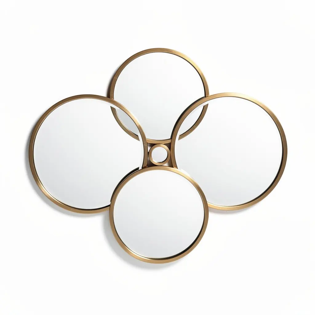 Decorative Mirror Set Round Cart Theater Cut
