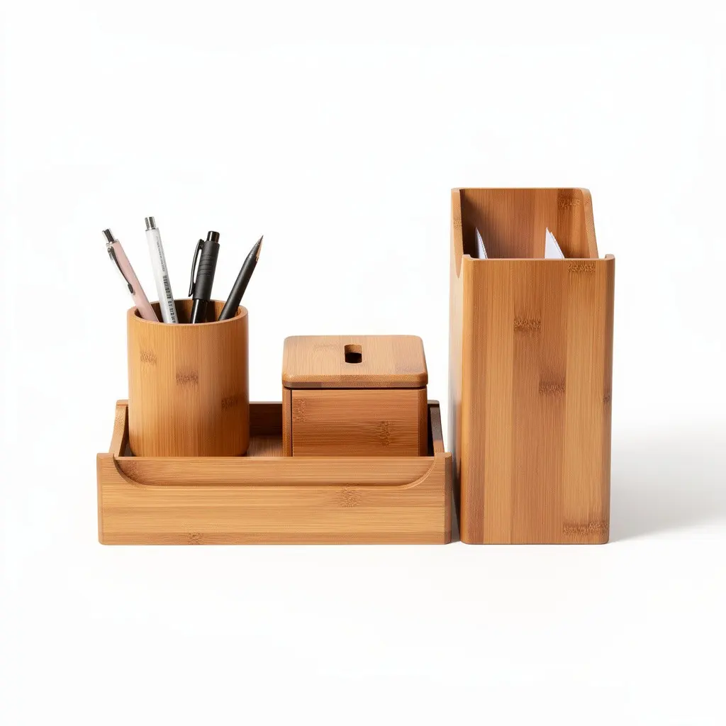 Desk Organizer Set Bamboo Wish Drop