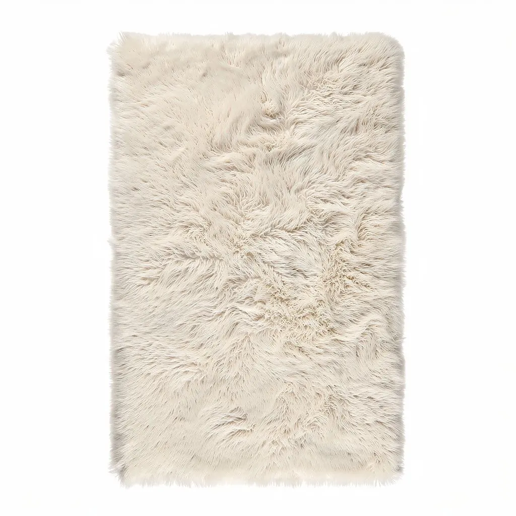 Faux Fur Area Rug Cream Route-Ready