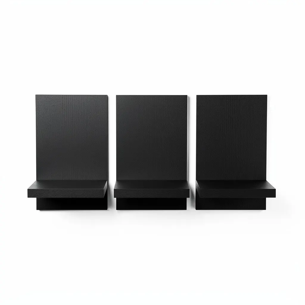 Floating Wall Shelves (3) Black Route-Ready