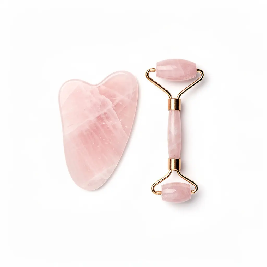 Gua Sha & Roller Set Rose Quartz Zero-Checkout Edition