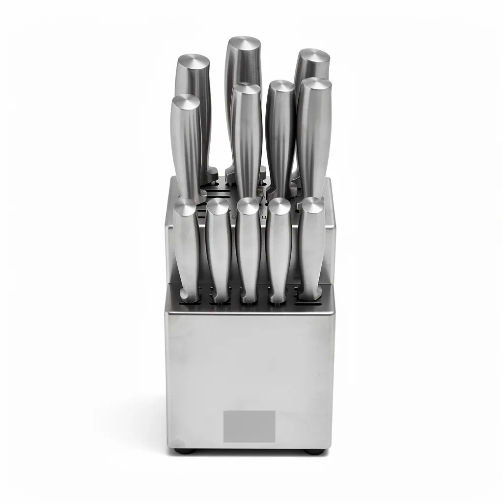 Knife Block Set (14pc) Steel Cart Theater Cut