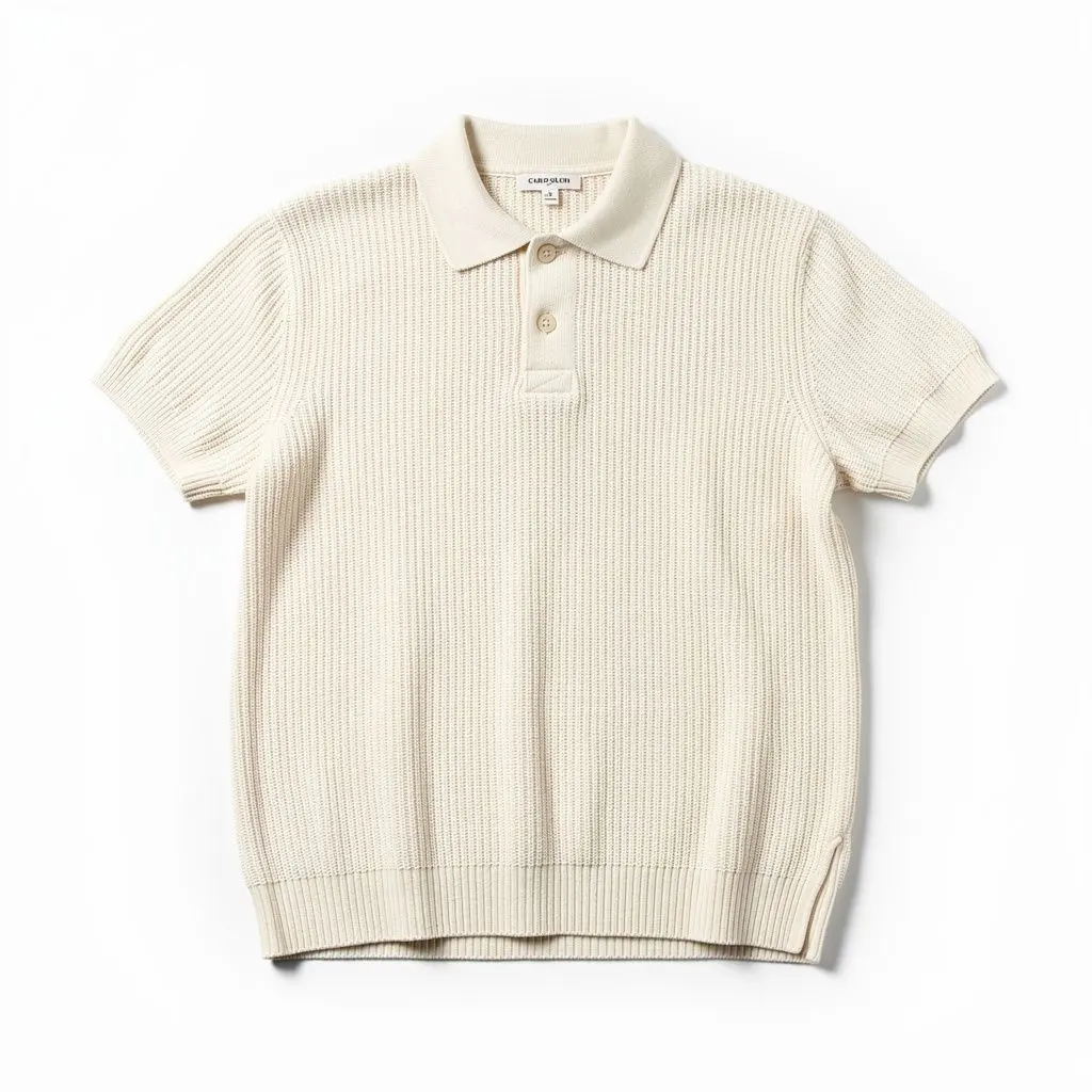 Knit Polo Shirt Cream Route-Ready