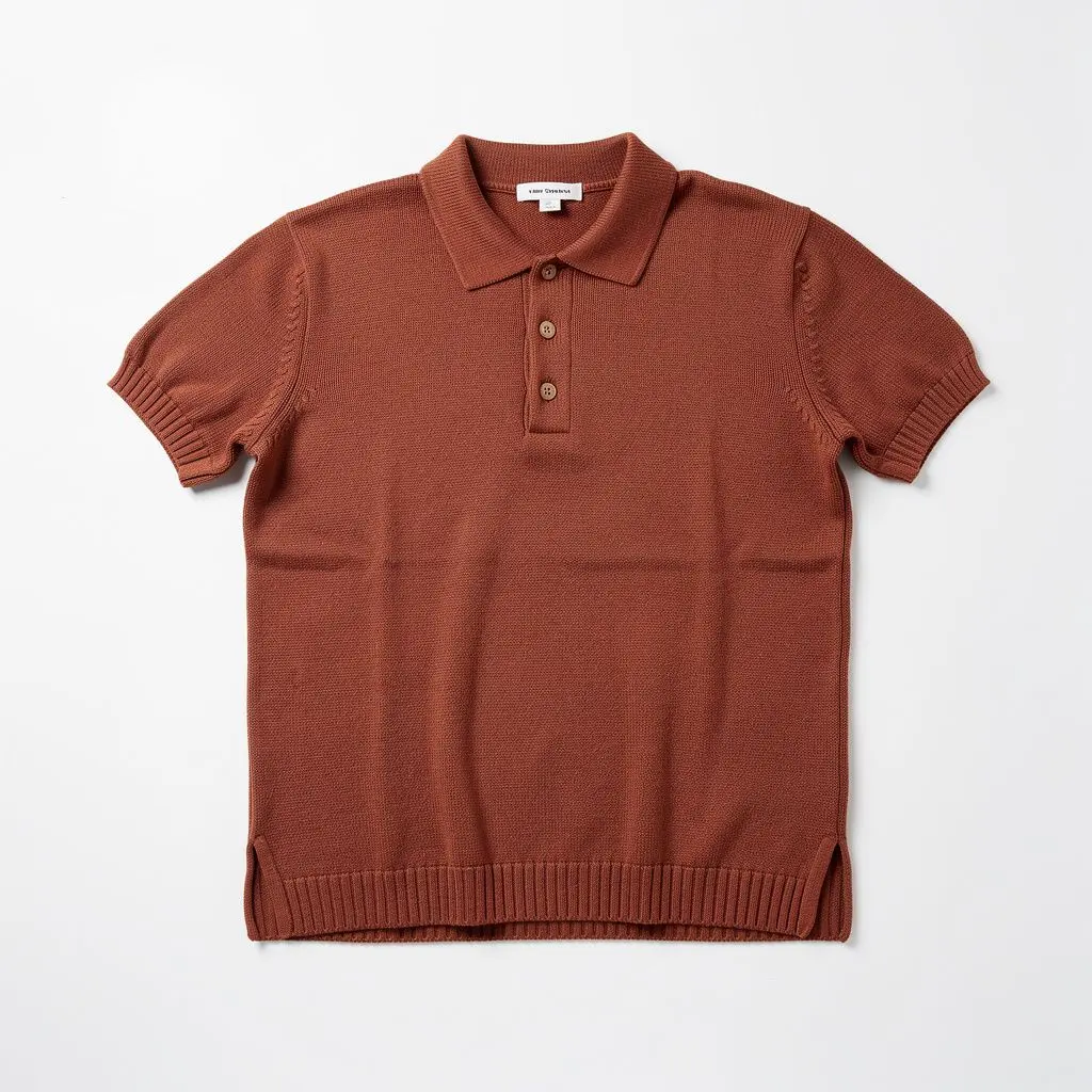 Knit Polo Shirt Rust Dopamine Variant