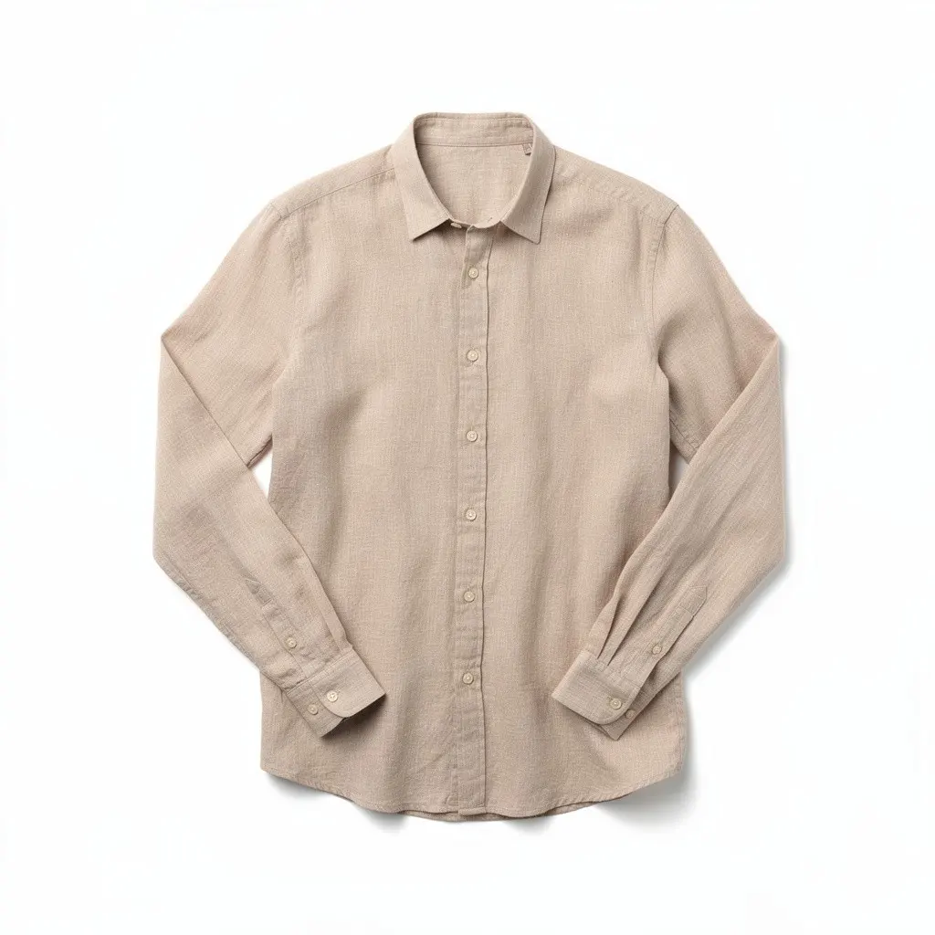 Linen Button-Down Shirt Sand Cart Theater Cut
