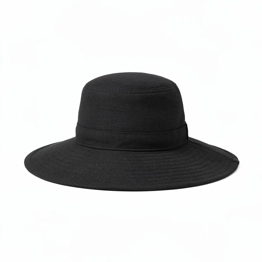 Linen Wide-Brim Hat Black Zero-Checkout Edition
