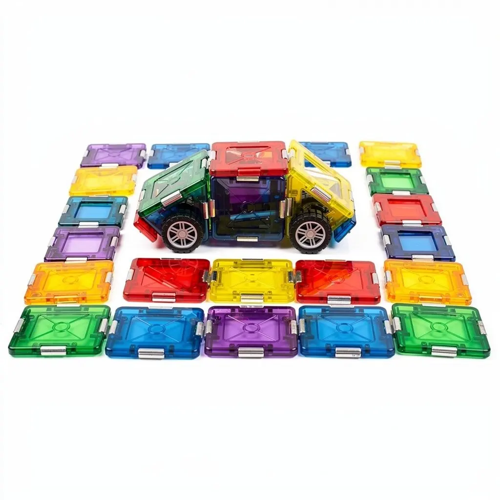 Magnetic Tiles (100pc) Car Set Cart Theater Cut