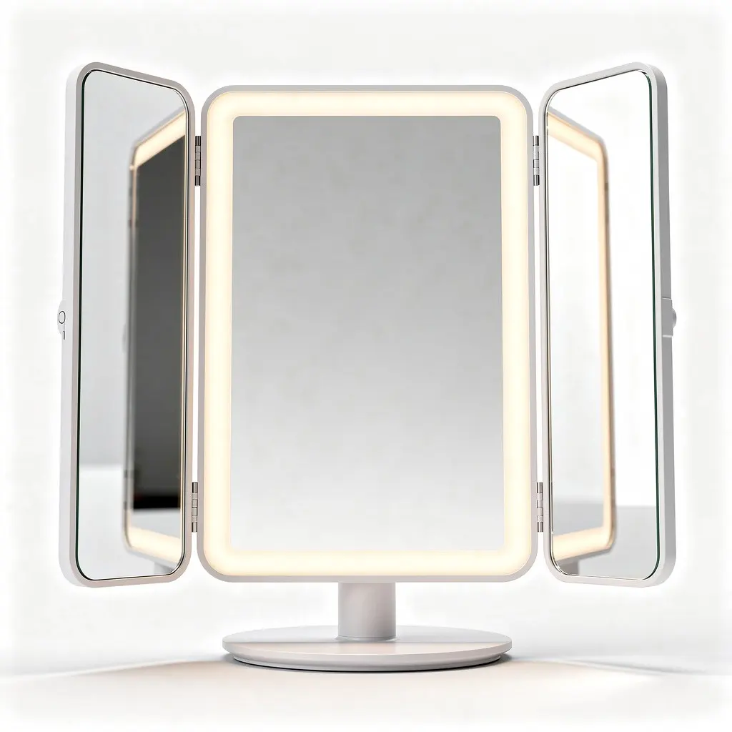 Makeup Mirror LED Tri-Fold Cart Theater Cut