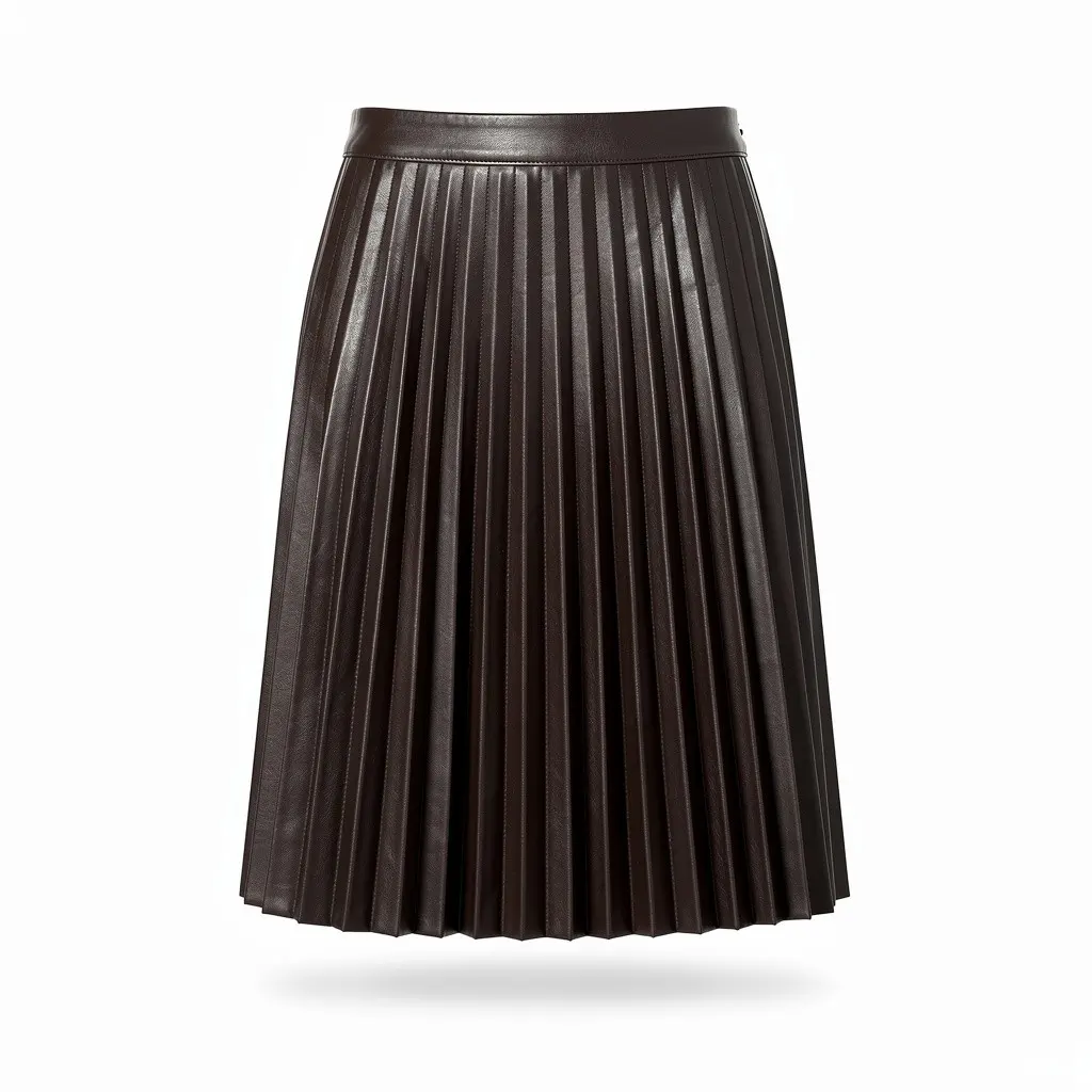 Pleated Midi Skirt Leather Dopamine Variant