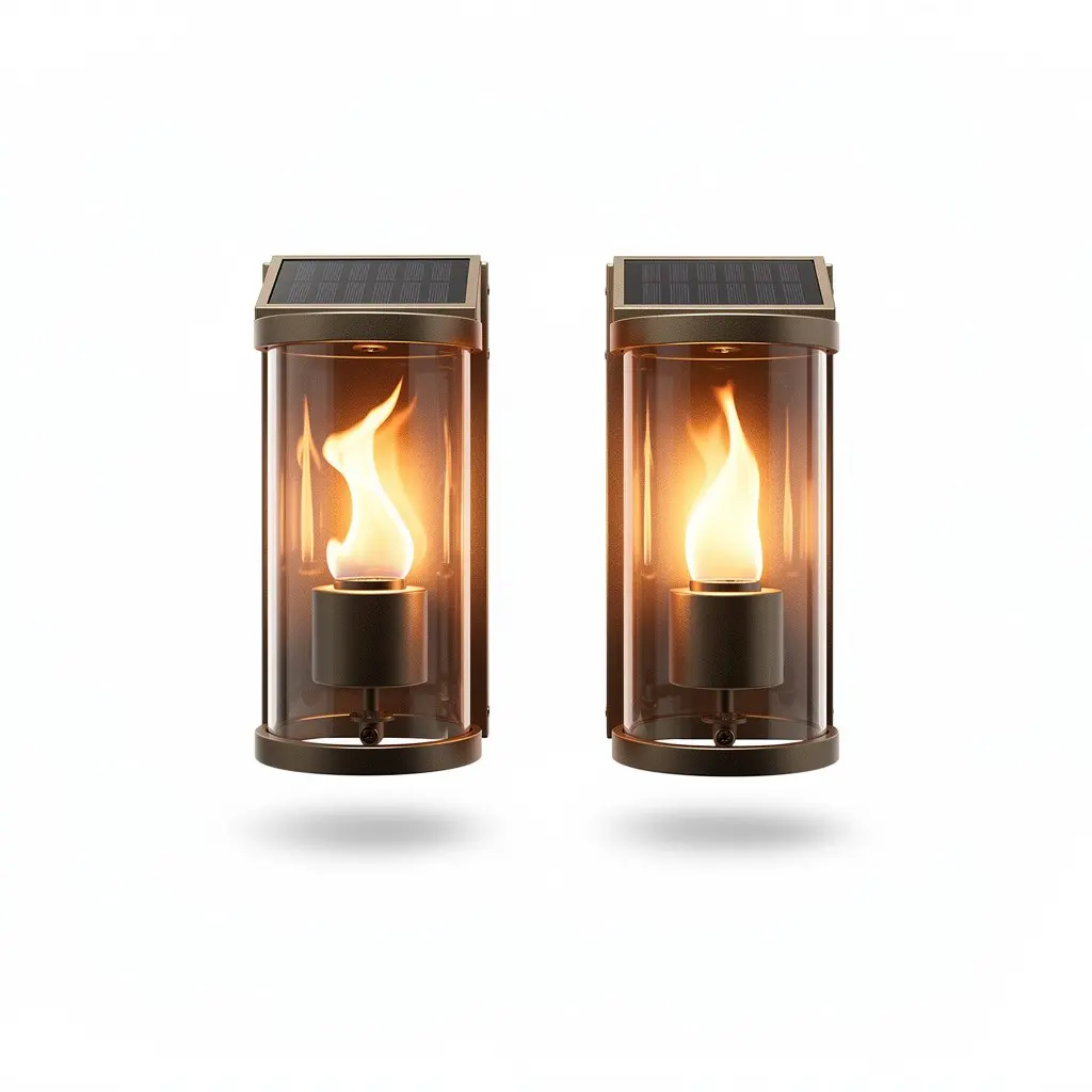 Solar Wall Sconce 2pk Flame Dopamine Variant