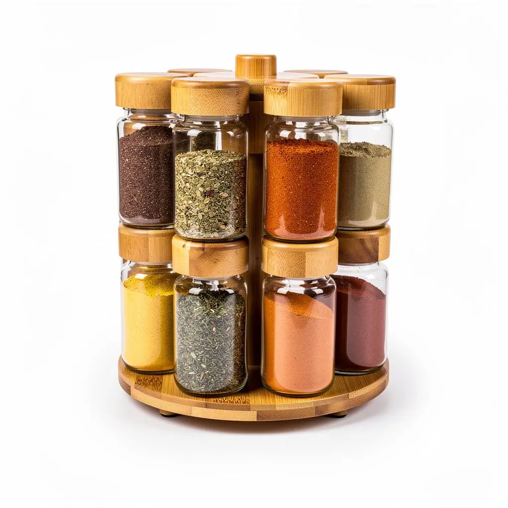 Spice Rack Rotating Bamboo Cart Theater Cut