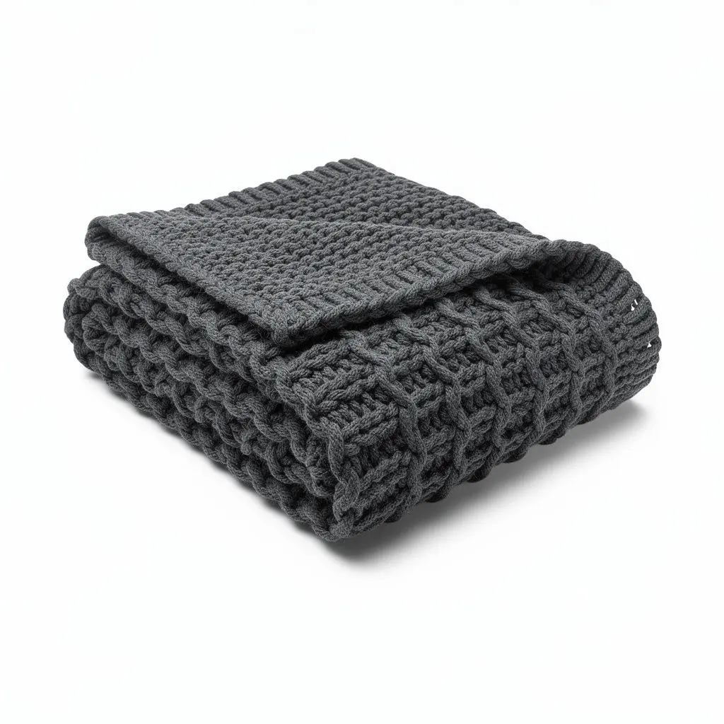 Throw Blanket Chunky Knit Charcoal Zero-Checkout Edition