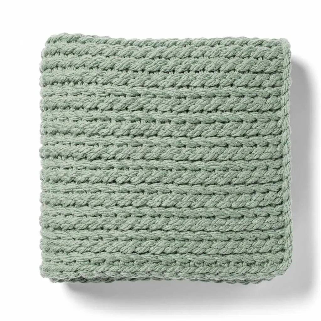 Throw Blanket Chunky Knit Sage Dopamine Variant