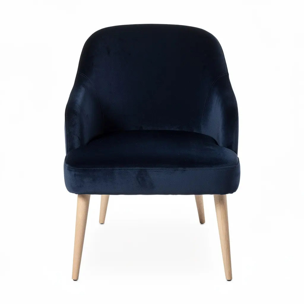 Velvet Accent Chair Navy Route-Ready