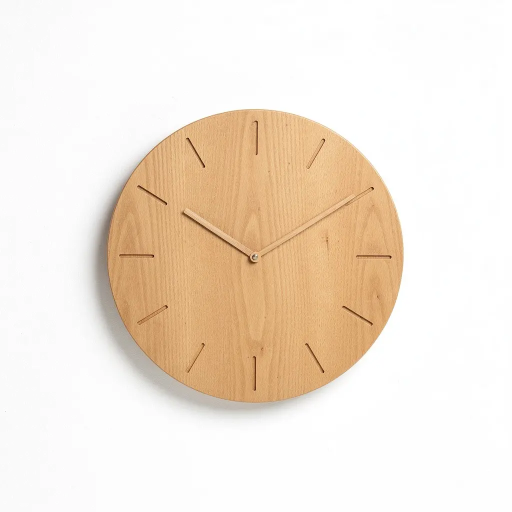 Wall Clock Minimalist Wood Cart Theater Cut