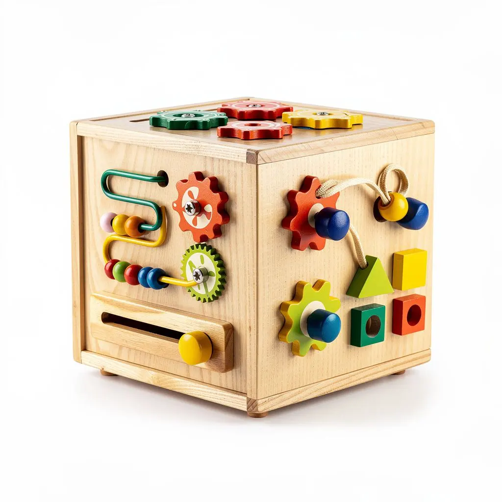 Wooden Activity Cube Busy Route-Ready
