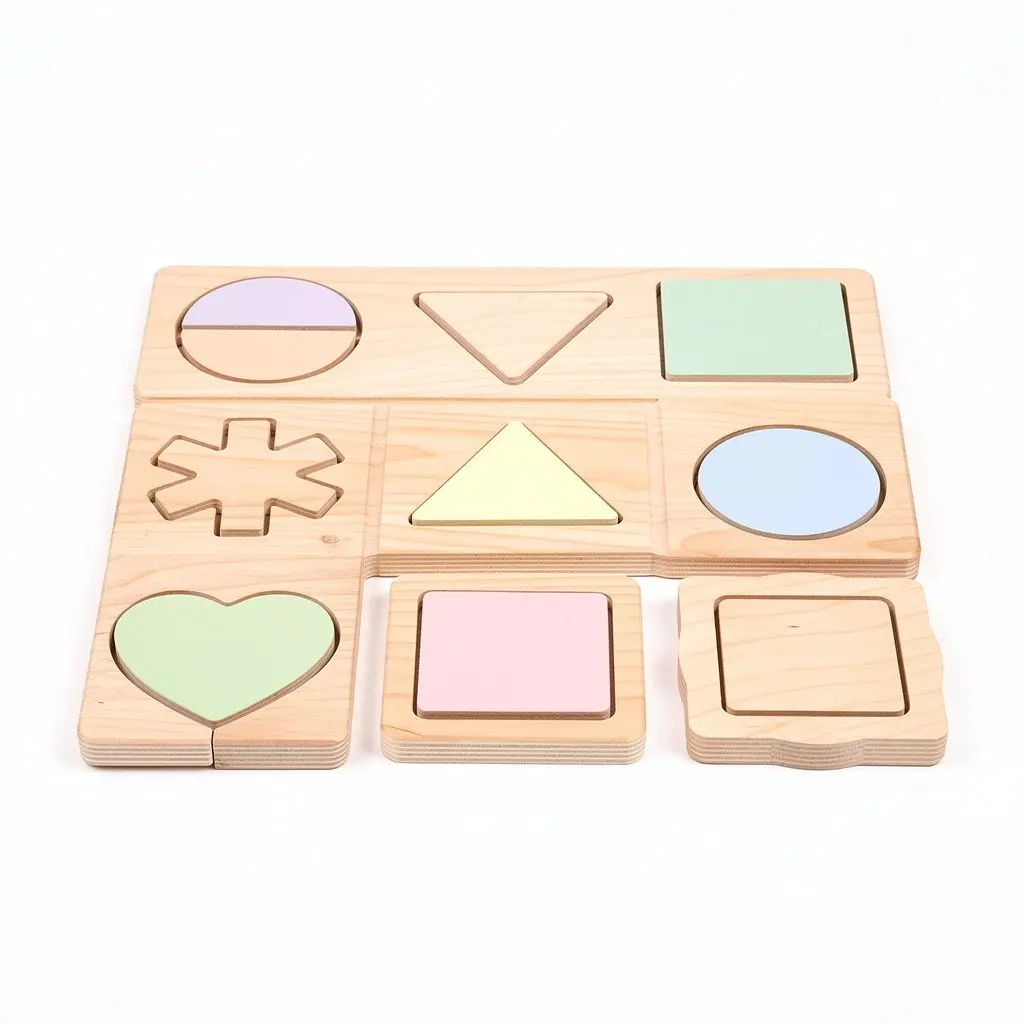 Wooden Puzzle Set Montessori Cart Theater Cut